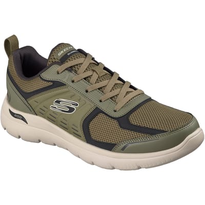 Skechers Arch Fit Summits Leege Lederen Heren Sneakers in Olijfgroen Leder/Pu/Mesh