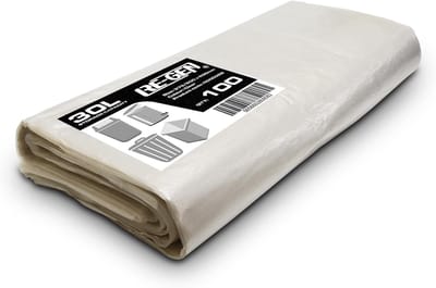 Vuilniszakken 30 Liter - Afvalzakken Huishouden - Dagelijks Afval Verwerken - Gemaakt Van Gerecycled Materiaal - 100 Stuks - Transparant