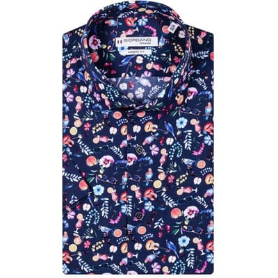 Giordano Overhemd Lago Tropical Fantasy Navy-Multi / male