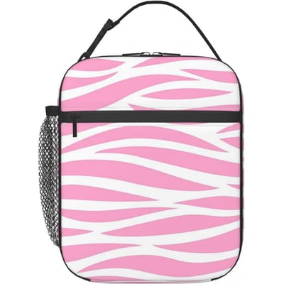Zebra Patroon Roze Zebra Strepen Geïsoleerde Lunchtas voor Vrouwen Kantoor Koeler Thermische Voedseldoos Tote Lunchboxen Container One Size