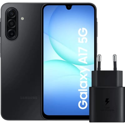Samsung Galaxy A17 128GB Zwart 5G + Samsung Oplader 25 Watt Zwart