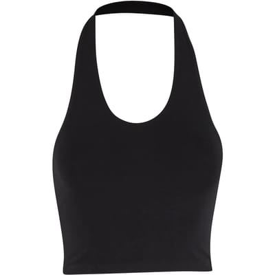 Urban Classics - Basic Neckholder Jersey Crop top - XXL - Zwart
