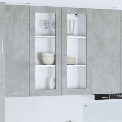 vidaXL - Hangkast - Beton - Grijs - 80 - x - 31 - x - 100 - cm - Bewerkt - hout