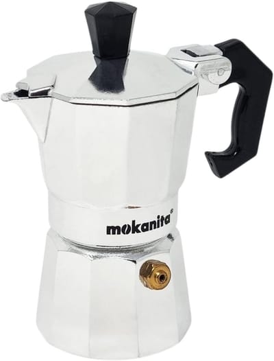 Espressokoker Moka - Koffiezetter Fornuis - Authentieke Espresso - Handvat Bescherming - 1/2 Kop - Grijs