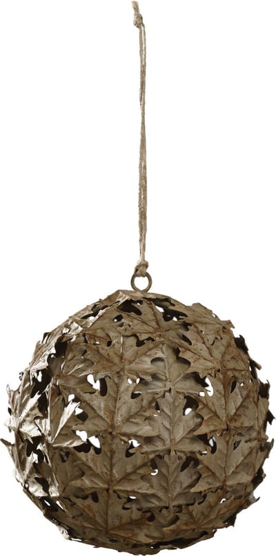 PTMD kerst roestig ijzeren kerstbal bladmodel kerst hanger M diameter 10 cm Xmas Leaf rust iron ball open hanger M