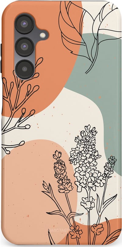 Casetastic hoesje geschikt voor Samsung Galaxy A16 - Dubbellaagse bescherming - Lijnenspel Natuur - Fashion Case - Zand Saliegroen Terracotta