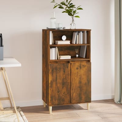 vidaXL - Hoge - kast - 60x36x110 - cm - bewerkt - hout - gerookt - eikenkleurig