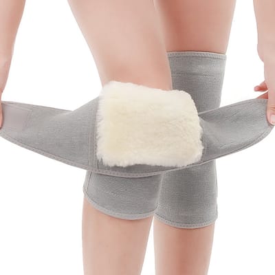 Thick wool knee pads, suitable for both men and women, adjustable Velcro leg guards, providing warmth support for arthritis and yoga, M