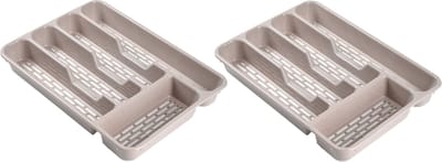 Plasticforte Bestekbak - bestekhouder - 5 vaks - taupe - 33 x 24 x 4 cm - Kunststof - Keuken opberg accessoires