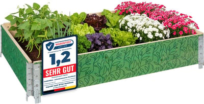 Garronda Kweekbak Palletrand Met Print – Natuurlijk - Bloemen - Kruiden - Palletframe - Natuurlijke Verhoogde Bloembedden – 120x80 cm – Blad met achtergrond - GD-BUD-PAL-SET