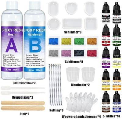 Nexvo® Epoxy Starterspakket - Zelf Sieraden Maken Set – Resin Starterskit Inclusief Giethars En Mallen – Paars - ‎23cm x 14cm x 6cm