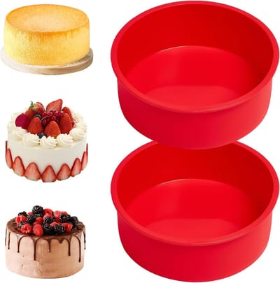 Ronde Silicone Cake Mallen van 15.5 cm, 2 Stuks, Ideaal voor Taarten, Puddingen en Muffins, Antikleef Coating voor Eenvoudig Bakken