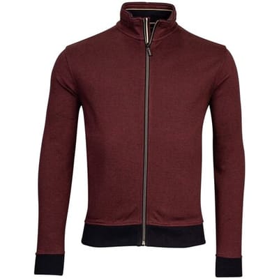 Baileys Vest Allover Jacquard Two-Tone Sweat Cardigan Zip Stone Red / male