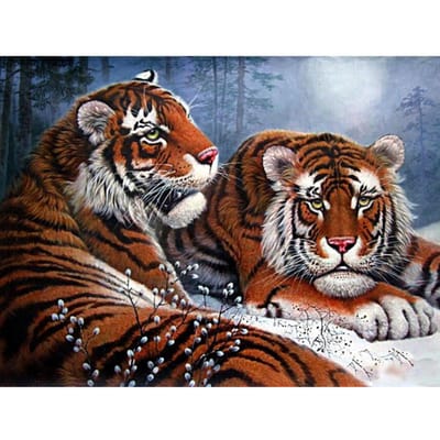 Peinture Diamant Tigre Forêt Oiseau Complètement Icônes DIY Broderie Diamant 5d Mosaïque Diamant 20X30CM gray
