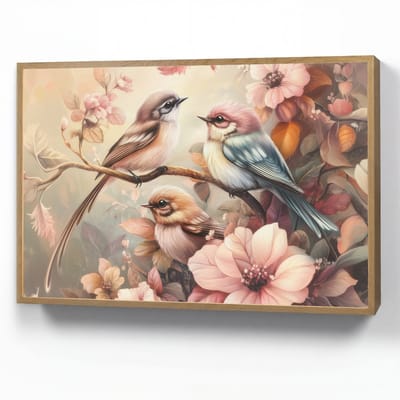 Nachtlampje 90x60 cm - Kinder lamp - Vogels - Bloemen - Roze - Pastel - Tafellamp kinderkamer draadloos - Slaapkamer lampje - Bedlamp kinderen - Kinderlampje - Wandlamp babykamer - Nachtlampjes