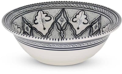 Safaary - Marokkaanse Kom Zwart-Wit-Ø 30 x 10cm