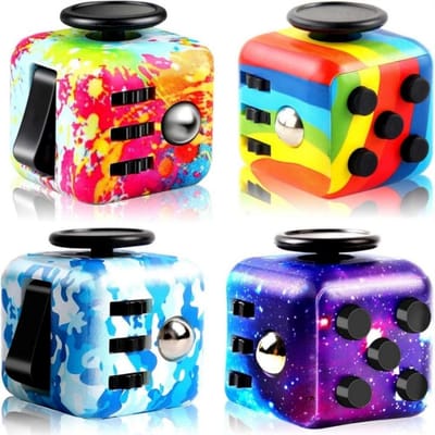 4-delige Stressverlichtende Magische Kubus Dobbelsteen Set met 6 Functies Fidget Speelgoed Kubus Sensorische Handgreep voor Angstverlichting multi