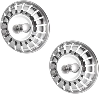 2 stuks - Gootsteenzeef - Gootsteenstopper - Afvoerstopper - Anti-verstoppingszeef - Afvoerzeef - voor keuken - 80 mm - Zilver