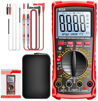 Digitale Multimeter - Meetinstrument - Auto Onderhoud - Hoge Nauwkeurigheid - 2000V - Zwart/Rood