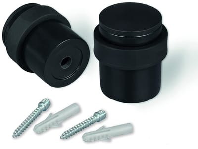 Unyqoos® Set van 2 matzwarte metalen deurstoppers voor vloerbevestiging