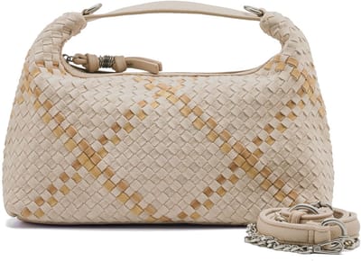 FREDsBRUDER Leren schoudertas handtas Happy Weave Collection Crossbag Nature beige