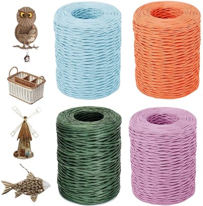 Kraftpapier draad voor knutselen - 4 x 50 m, 2 mm bloemendraad, decoratiedraad voor boeketten, verpakkingen en feestelijke gelegenheden