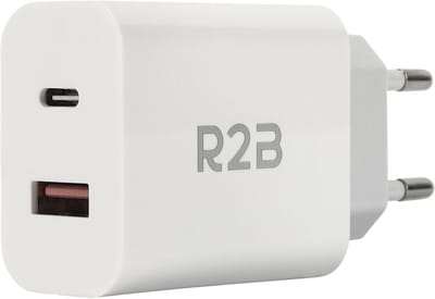 R2B Krachtige 20W USB A & USB C Adapter - USB-C oplader - Snellader - USB Stekker - Wit