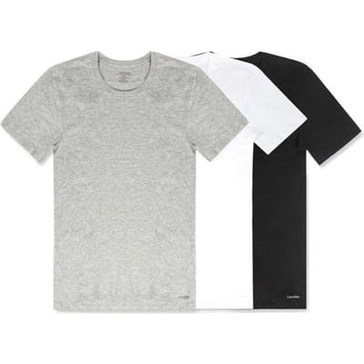 Calvin Klein Effen Logo Print Crew Neck Casual T-shirt met Korte Mouwen Heren Tops NB4011E-MP1 L gray