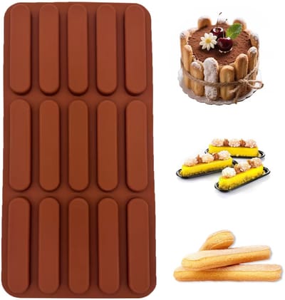 Dailygoods- Siliconen Vorm Lange Strepen - Chocoladevorm met 15 Gaten - Rechthoekige Siliconen Bakvorm - Duurzaam en Herbruikbaar - Geschikt voor Oven en Vriezer - Voedselveilige Siliconen