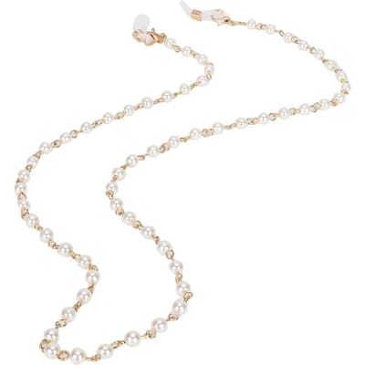 Mode Wit Imitatie Parel Kralen Zonnebril Leesbril Brilketting voor Heren Dames white
