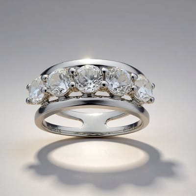 Cavill - Gouden ring met 5 Cambodjaanse Zirkonen 3 42 ct - 9K wit goud - Moderne elegante verlovingsring - Rond geslepen 5 mm