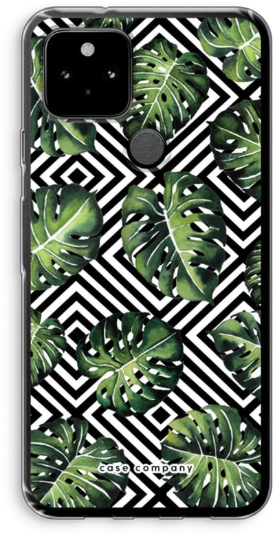 Case Company® - Hoesje geschikt voor Google Pixel 5 hoesje - Geometrische jungle - Soft Cover Telefoonhoesje - Bescherming aan alle Kanten en Schermrand