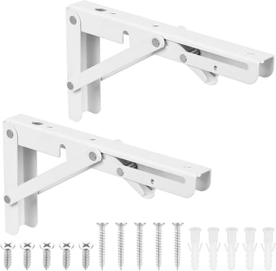 Set van 2 Vouwsteunen 200mm, Robuuste Plankdragers voor Wand, Keuken en Kantoor, Ideaal voor Vouwplanken en Muurbevestigingen