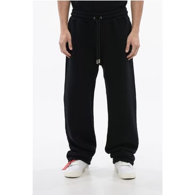 Geborstelde katoenen BANDANA geborduurde joggingbroek in het zwart