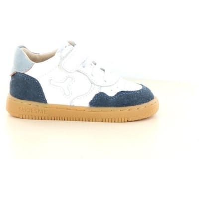 Shoesme Wit-Blauw Sneaker - Sneakers Kinderen - Jongens - White Dark Blue - Suède - Maat 24