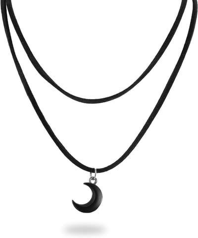 Gothic Choker Ketting voor Dames met Maan Motief in Zwart en Rood Velours - Perfect voor Halloween en Grunge Stijl