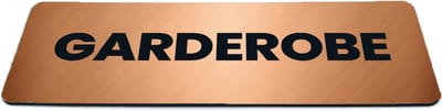 Deurbordje Brons/Koper-look met tekst garderobe - Formaat 150 x 50 mm x 1,6 mm - Zelfklevend | Luxe uitstraling | Geborstelde Koper/Brons toplaag | Gratis Verzending | Decoporta