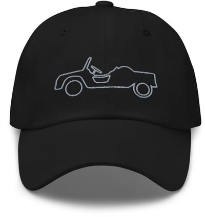 De2pktjes - Geborduurde Citroën Méhari pet lijntekening - Zwart