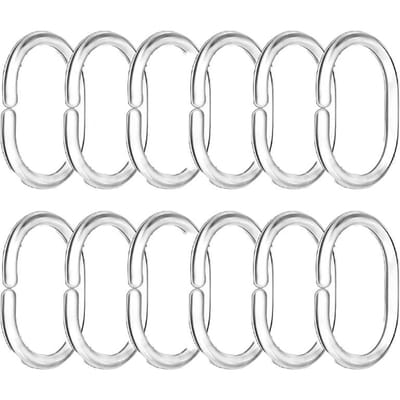 12/24 STUKS Transparante Douchegordijnringen Haken Badkamer Plastic Stang Rail Geleider Hanger Huishoudelijke Badkamerproducten Vervangende Haken white