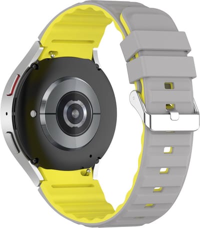 Siliconen bandje - geschikt voor Samsung Galaxy Watch 7 / Watch FE / Watch 6 / Watch 6 Classic / Watch 5 / Watch 5 Pro / Watch 4 / Watch 4 Classic - grijs-geel