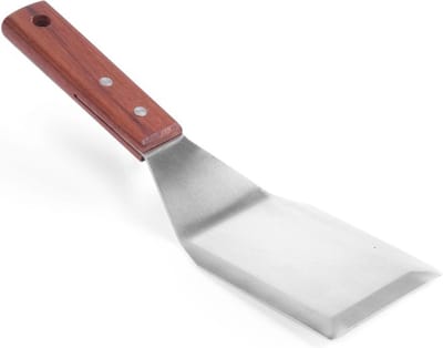 HENDI Hamburger turner – Houten greep – Roestvrij staal – 270x75 mm – Donker hout