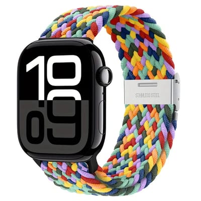 Watch band - geweven in de kleur gemengde kleuren 3 - 42/44/45/46/49mm - Nylon bandje geschikt voor Apple Watch - Geschikt als Apple watch bandje voor Series 1/2/3/4/5/6/7/8/9/10/SE/Ultra