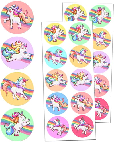 Dailygoody - 200 Stuks Eenhoorn Stickers - Leuk voor Kinderen - Perfect voor Feesten - 40mm - 10 Unieke Ontwerpen - Gemakkelijk uit te Delen - Voor Di