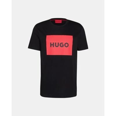 HUGO Rood Logo Duurzame T-Shirt - Zwart