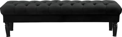 Vente-unique Bankje voor voeteneinde bed RINALDO - Zwart fluweel L 160 cm x H 46 cm x D 50 cm