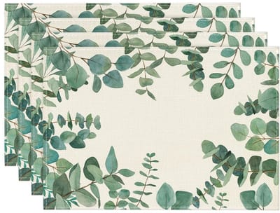 Dailygoody - Eucalyptus Placemat Set - Decoratieve placemats - Groen - Tafeldecoratie - Set van 4 - Geschikt voor Lente en Zomer - 30 x 45 cm