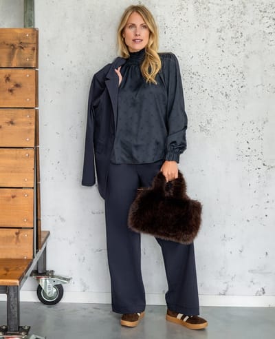 Je m'appelle Travelstof Dames Broek Straight fit Met stretch - Blauw - Maat XS