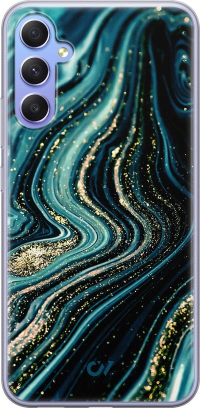 Hoesje geschikt voor Samsung Galaxy A34 hoesje - Blue Marble Waves - - Blauw - - Casevibes
