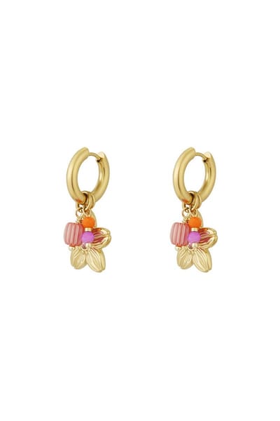 Bloom Hoops Oorbellen | Kleurrijke oorbellen | Gouden oorbellen | Stainless steel (verkleurt niet) | Waterproof | Nikkelvrij | Kerst Cadeau | Sinterklaas | Cadeau voor haar