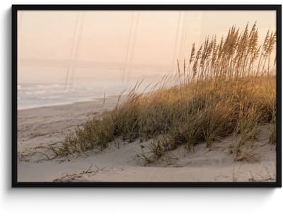 Poster in lijst - Fotolijst 120x80 cm - Posters - Duinlandschap - Zonsondergang - Strand - Posterlijst zwart - Decoratie - Wanddecoratie woonkamer - Muurdecoratie slaapkamer